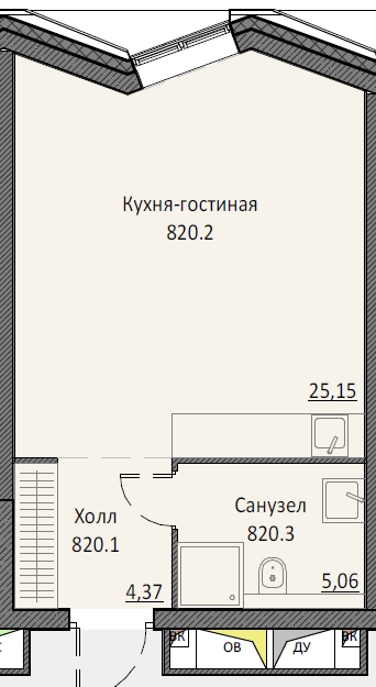 Студия 34,6 м²