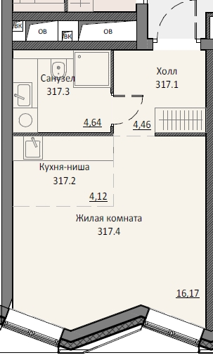 Студия 29,3 м²