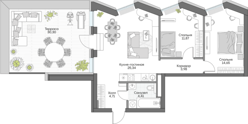3 ккв (Евро) 93,3 м²