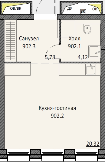 Студия 29,9 м²