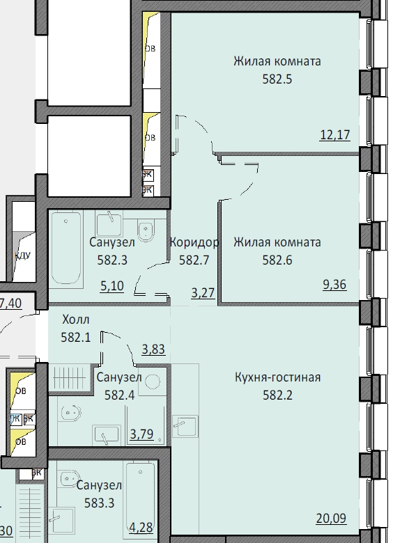 3 ккв (Евро) 58,2 м²