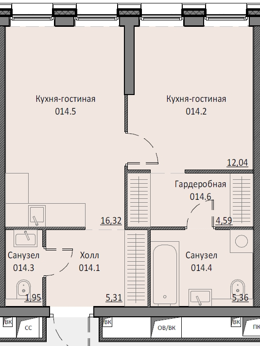 2 ккв (Евро) 45,8 м²