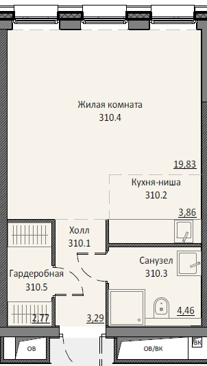 Студия 34,5 м²
