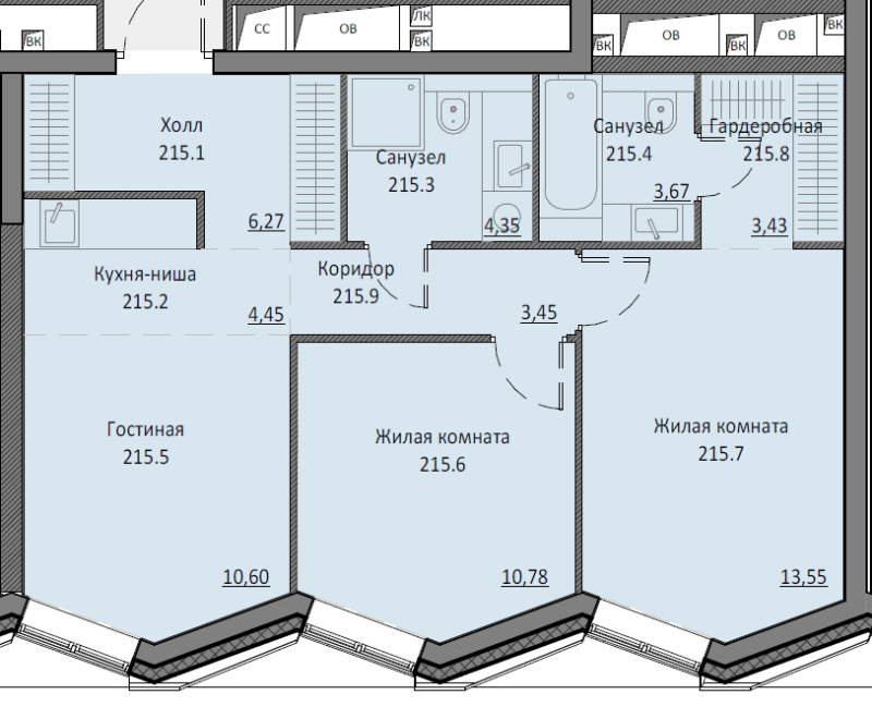 3 ккв (Евро) 60,5 м²