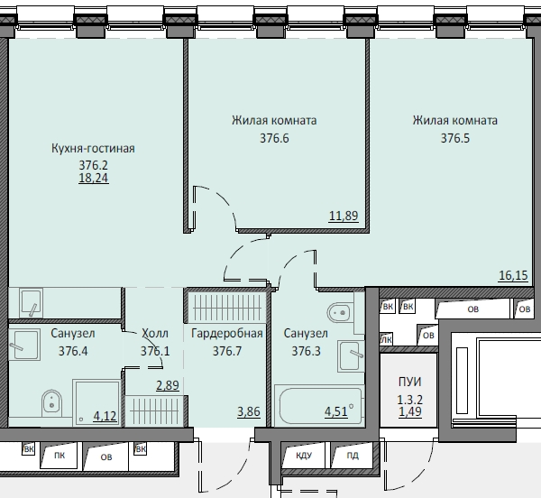 3 ккв (Евро) 61,4 м²