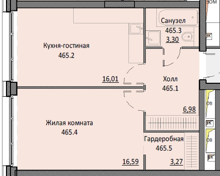2 ккв (Евро) 46,1 м²