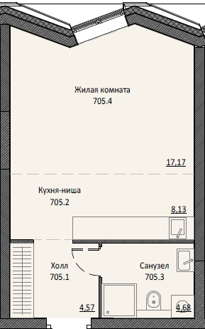 Студия 33,9 м²