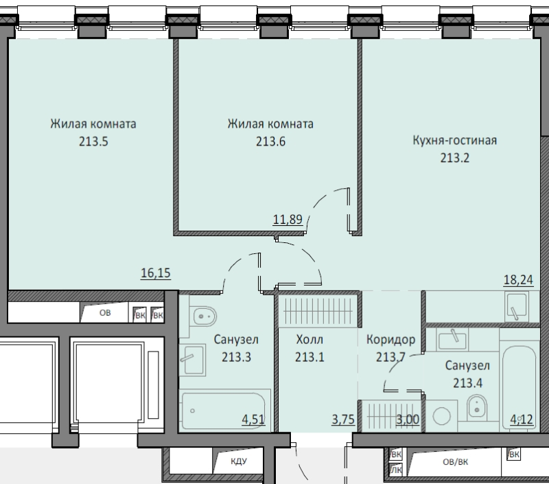 3 ккв (Евро) 61,7 м²