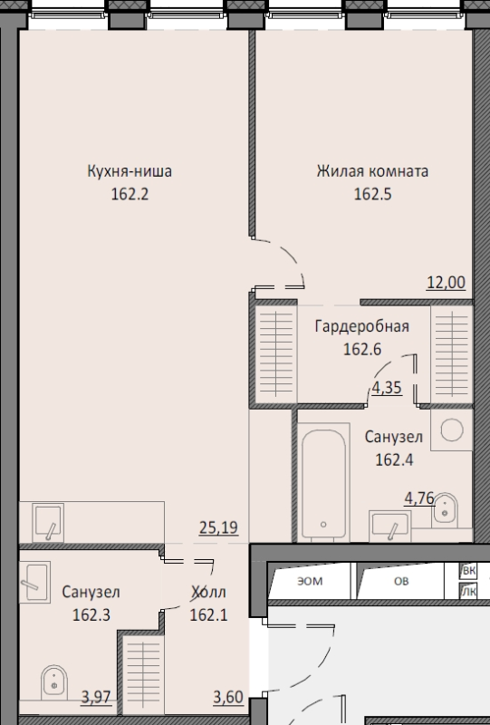 2 ккв (Евро) 53,8 м²