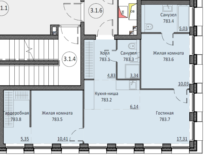3 ккв (Евро) 61,7 м²