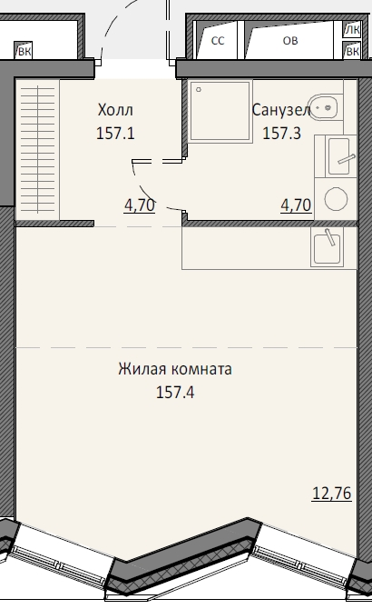 Студия 30,4 м²