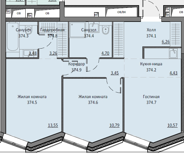 3 ккв (Евро) 60,5 м²