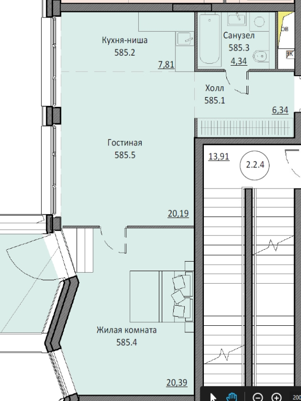 2 ккв (Евро) 58,8 м²