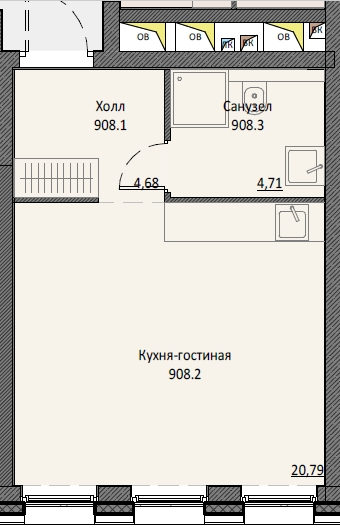 Студия 30,2 м²