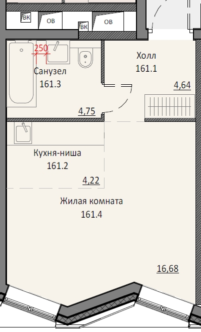 Студия 30,3 м²