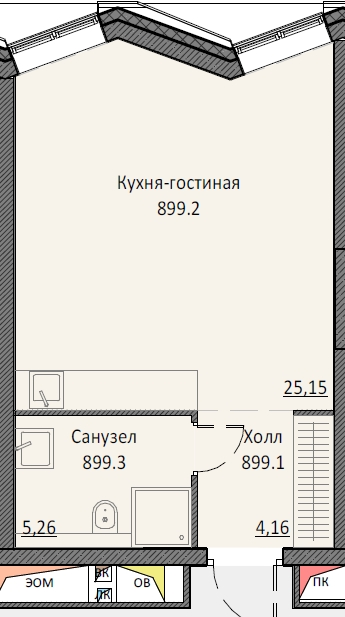 Студия 34,4 м²