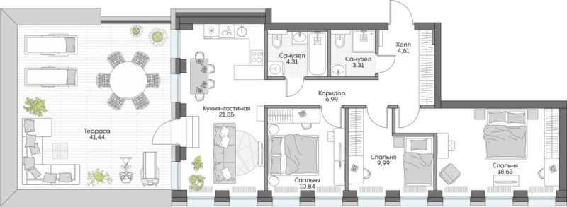 4 ккв (Евро) 118,3 м²