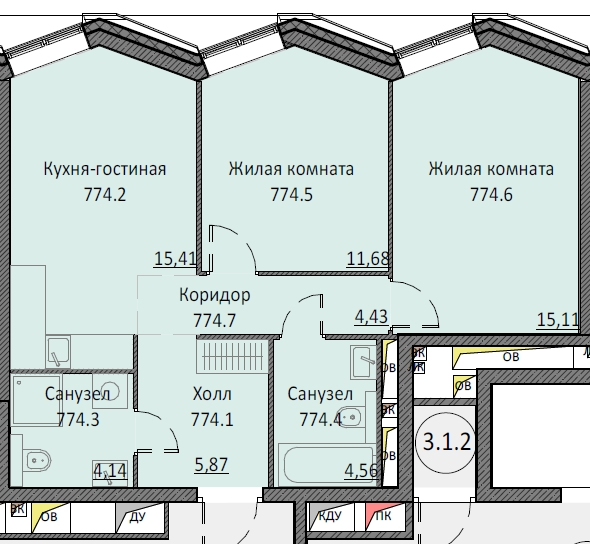 3 ккв (Евро) 61,1 м²
