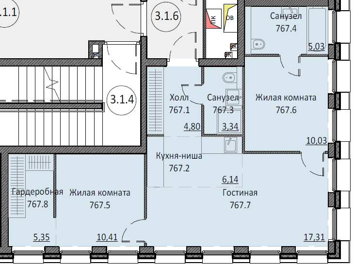 3 ккв (Евро) 61,7 м²