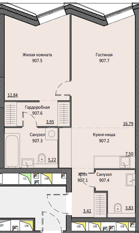2 ккв (Евро) 52,7 м²