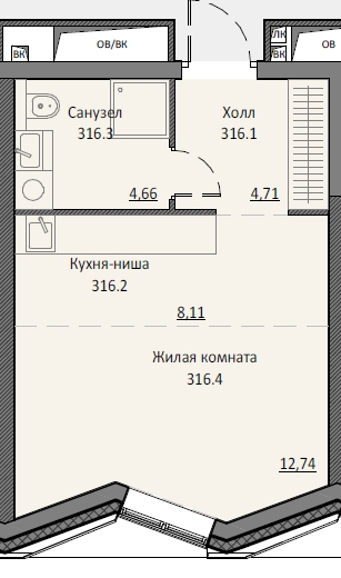 Студия 30,4 м²