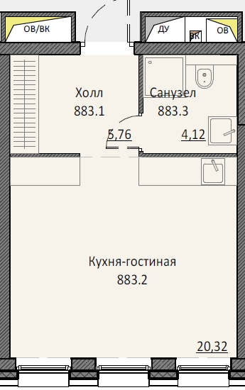 Студия 29,9 м²