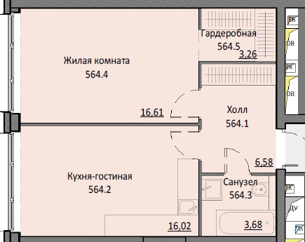 2 ккв (Евро) 46,1 м²
