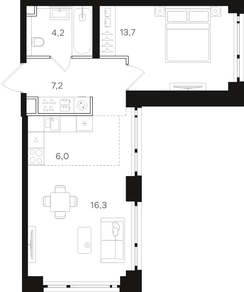 2 ккв (Евро) 47,4 м²
