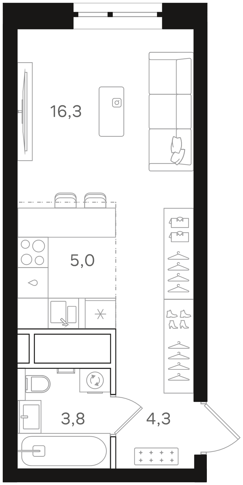 Студия 29,4 м²