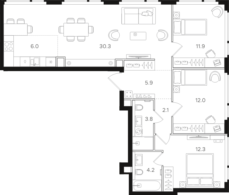 4 ккв (Евро) 88,5 м²