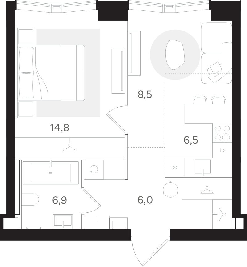 2 ккв (Евро) 42,7 м²