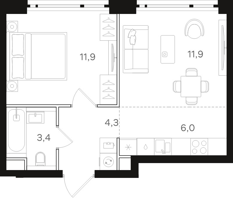 2 ккв (Евро) 37,5 м²