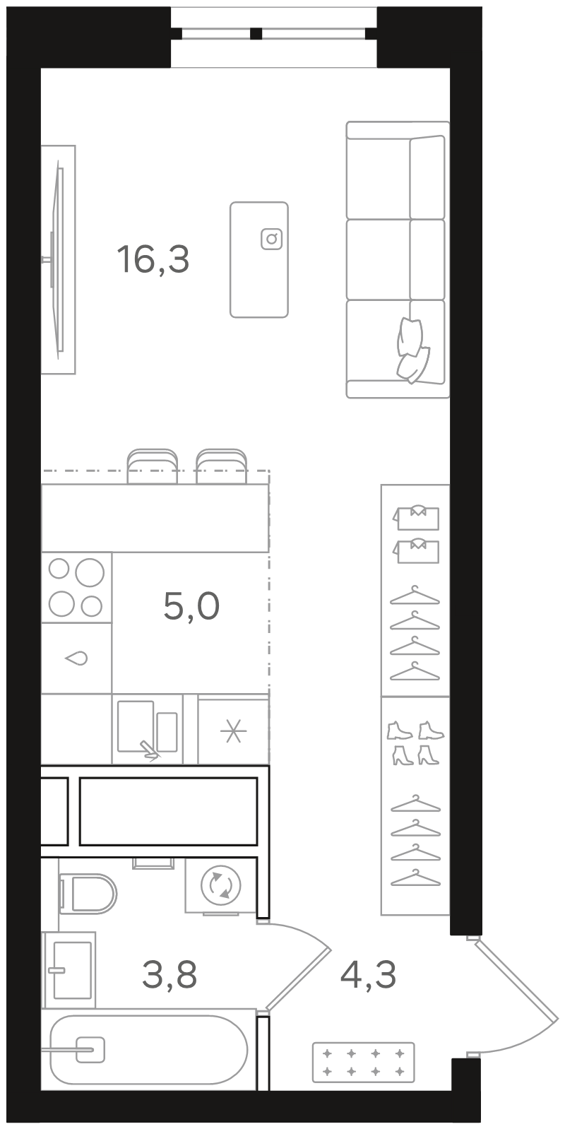 Студия 29,4 м²