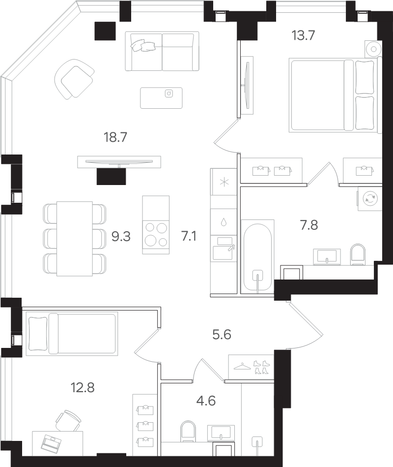 3 ккв (Евро) 79,6 м²