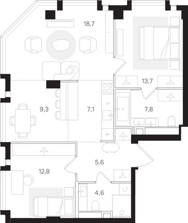 3 ккв (Евро) 79,6 м²