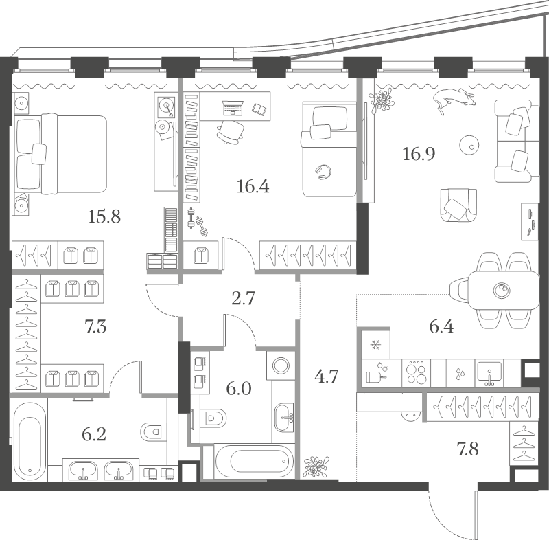 3 ккв (Евро) 90,2 м²
