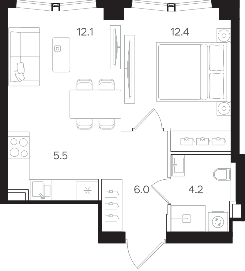 2 ккв (Евро) 40,2 м²