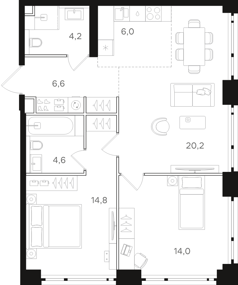 3 ккв (Евро) 70,4 м²