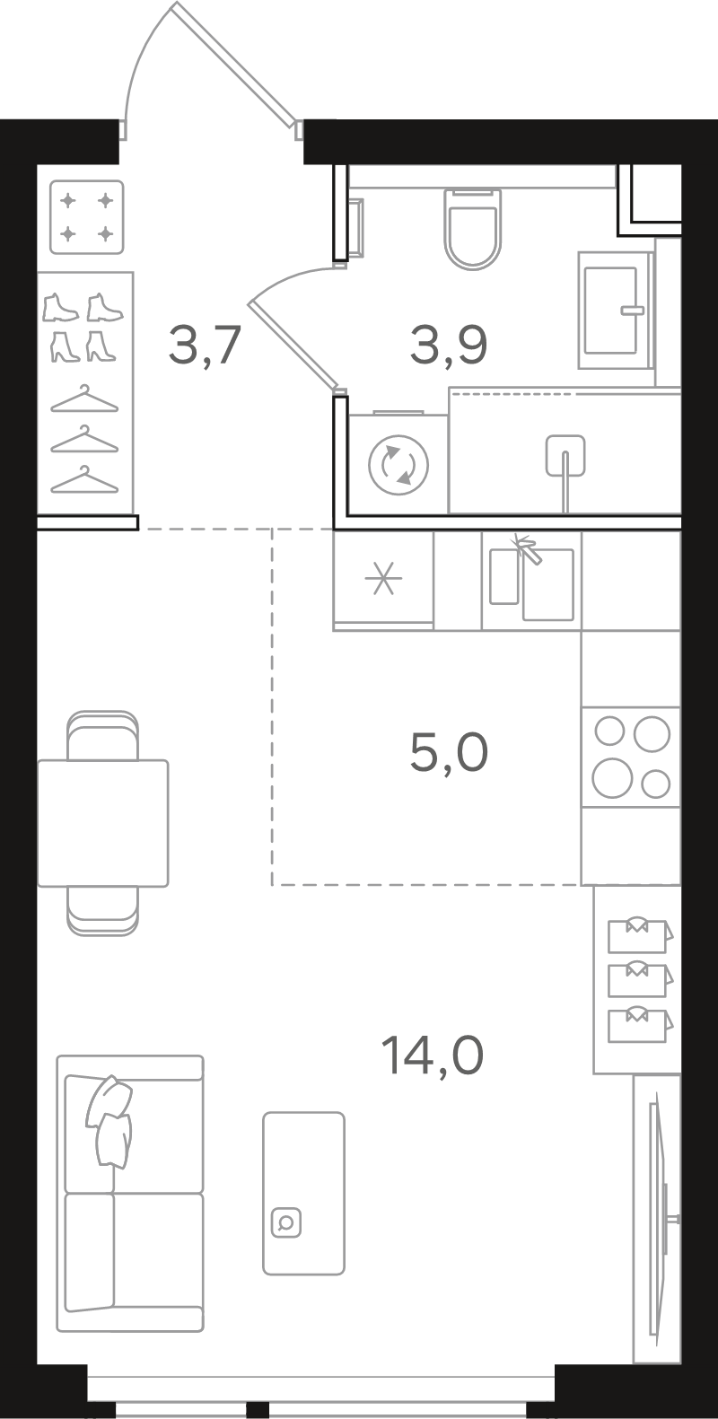 Студия 26,6 м²