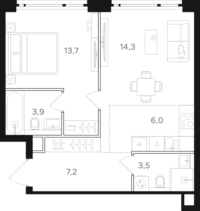 2 ккв (Евро) 48,6 м²