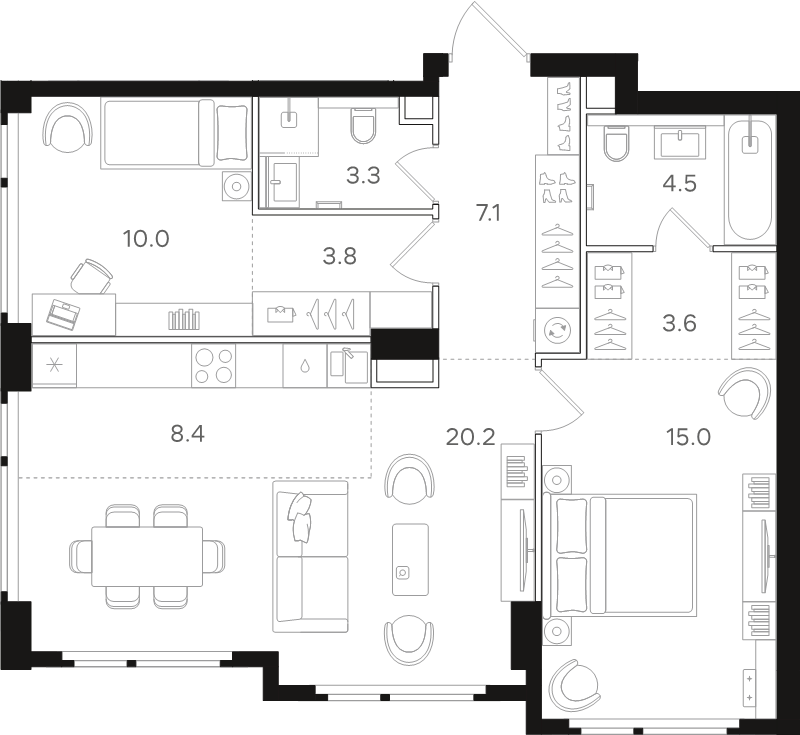 3 ккв (Евро) 75,9 м²