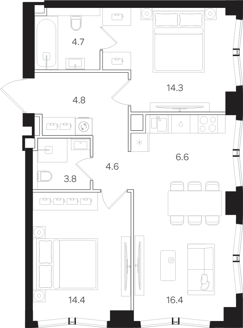 3 ккв (Евро) 69,5 м²