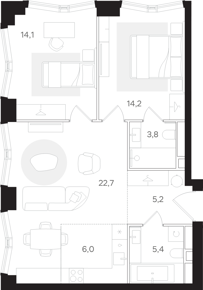 3 ккв (Евро) 71,4 м²