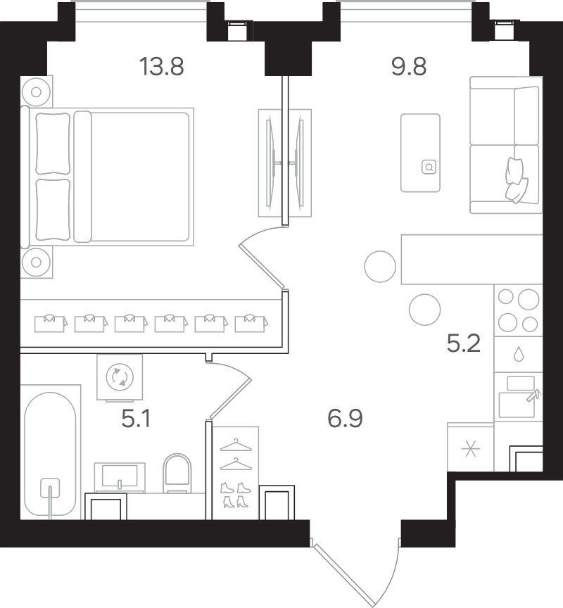2 ккв (Евро) 40,8 м²