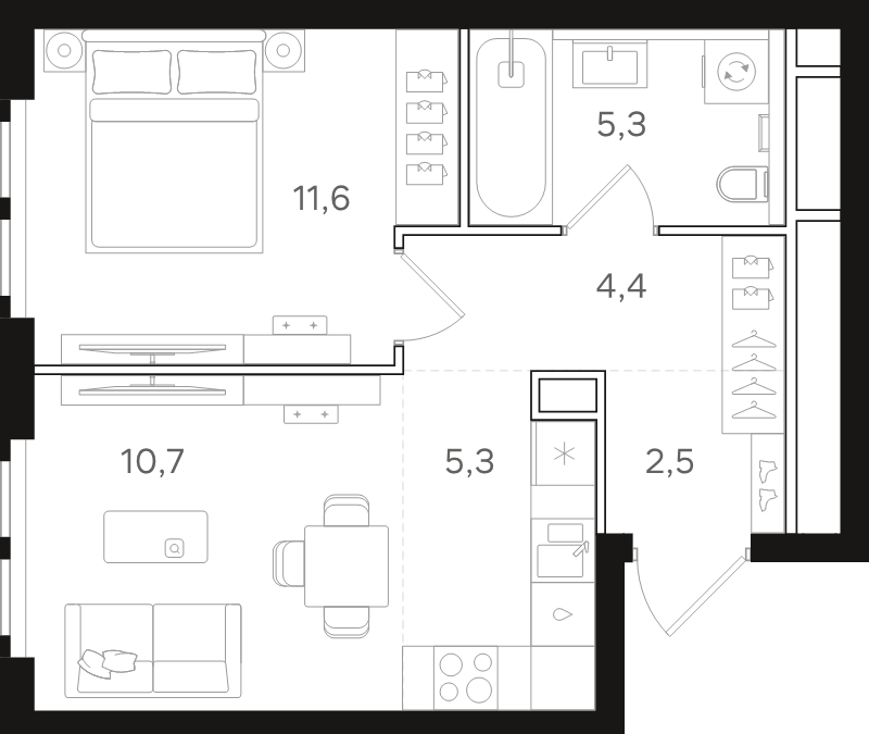 2 ккв (Евро) 39,8 м²