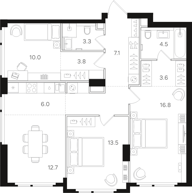 4 ккв (Евро) 86,7 м²