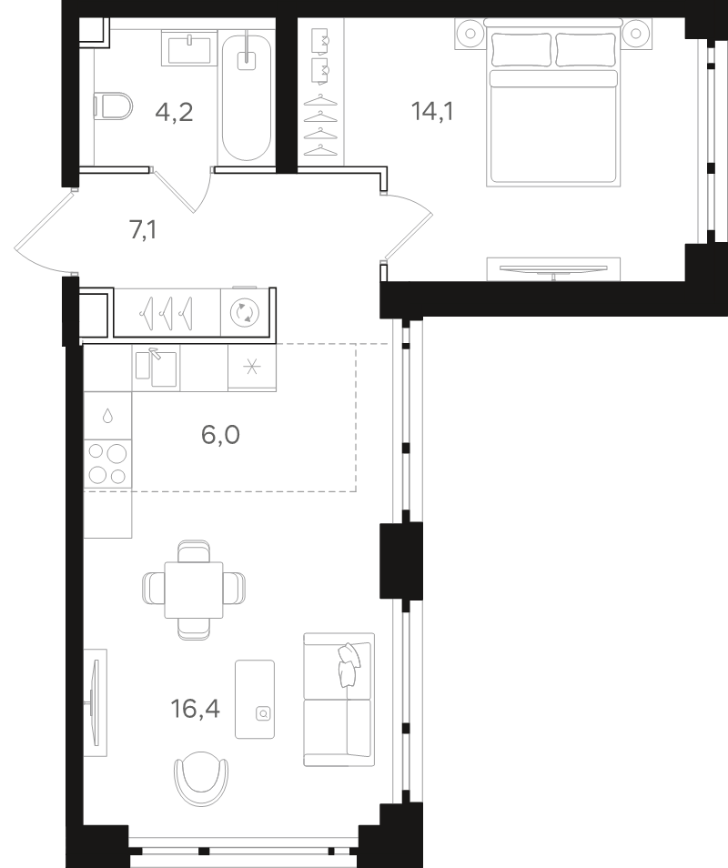 2 ккв (Евро) 47,8 м²