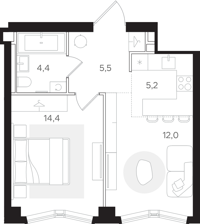 2 ккв (Евро) 41,5 м²