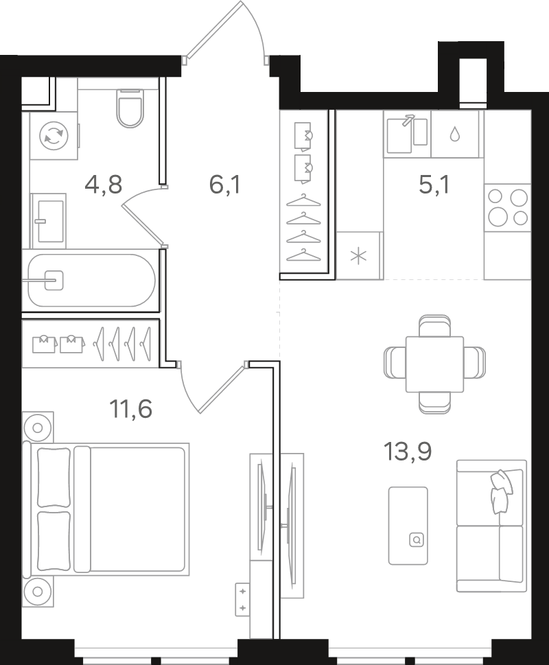 2 ккв (Евро) 41,5 м²