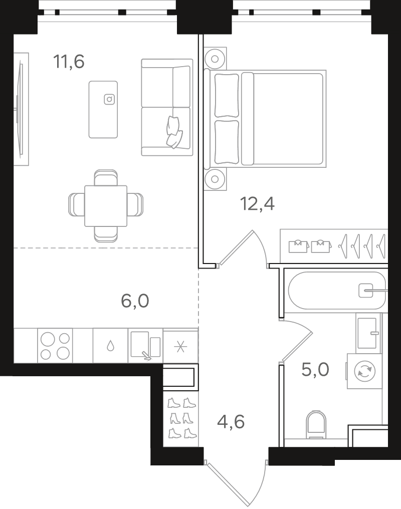2 ккв (Евро) 39,6 м²